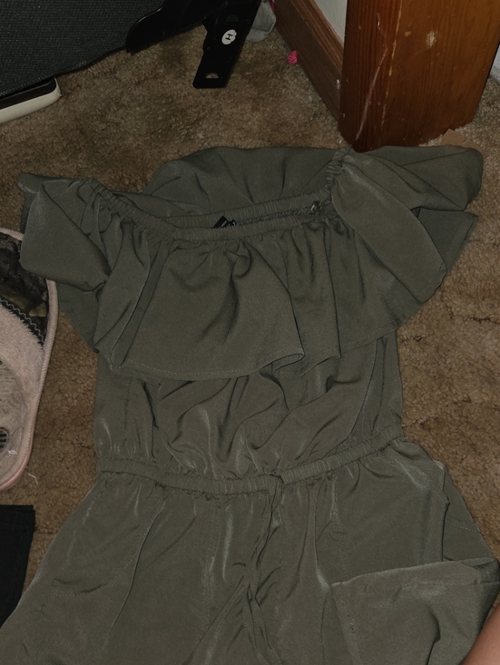 Rue21 Pants - Rue21 Olive Off-Shoulder Ruffle Jumpsuit